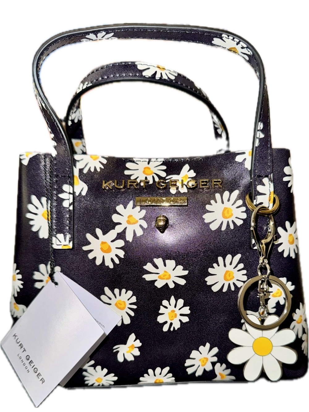 Kurt Geiger Mini Daisy Hampstead Tote Bag black, crossbody strap & dust bag NWT